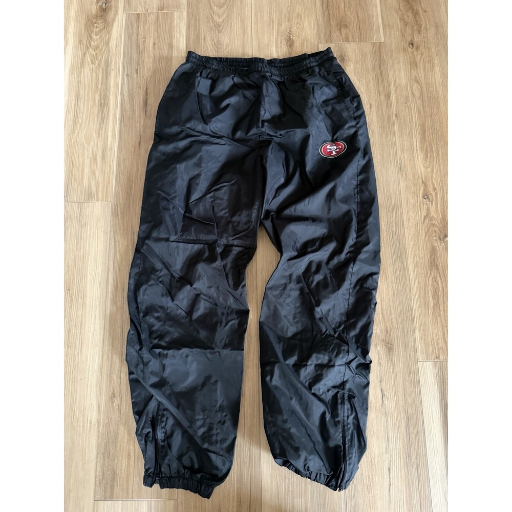 VTG Game Day By Phenom San Francisco 49ers Track Pants Warmups Black Lined Sz L